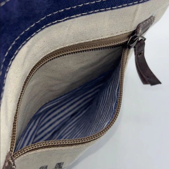 Clea Ray Canvas Satchel Recycled Military Tent with Bicycle Print NWT - Picture 11 of 14